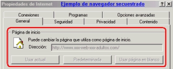 Pantalla IE secuestrado